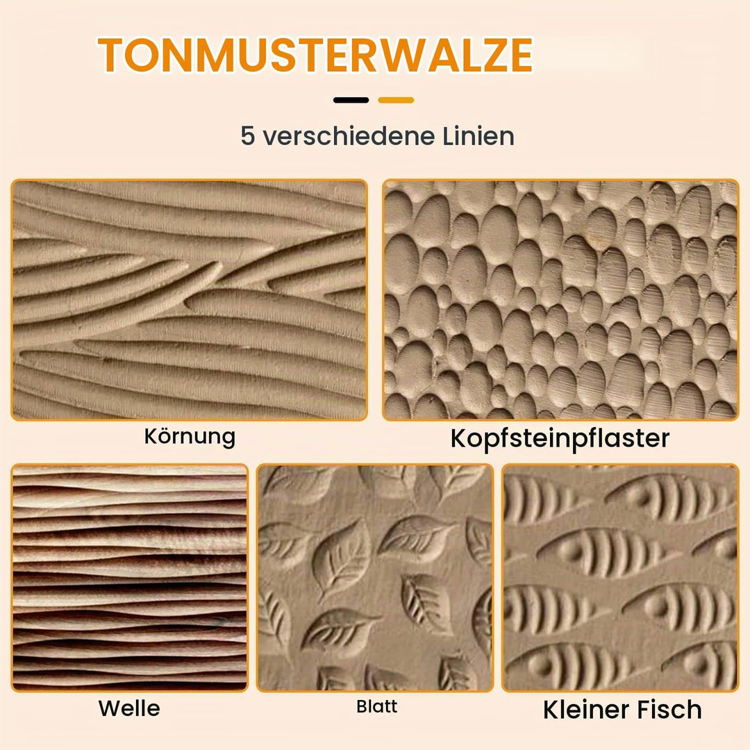Gokelomg 5 Stücke Töpfer Werkzeuge Hand Rollen für Ton Ton Stempel Ton Muster Roller