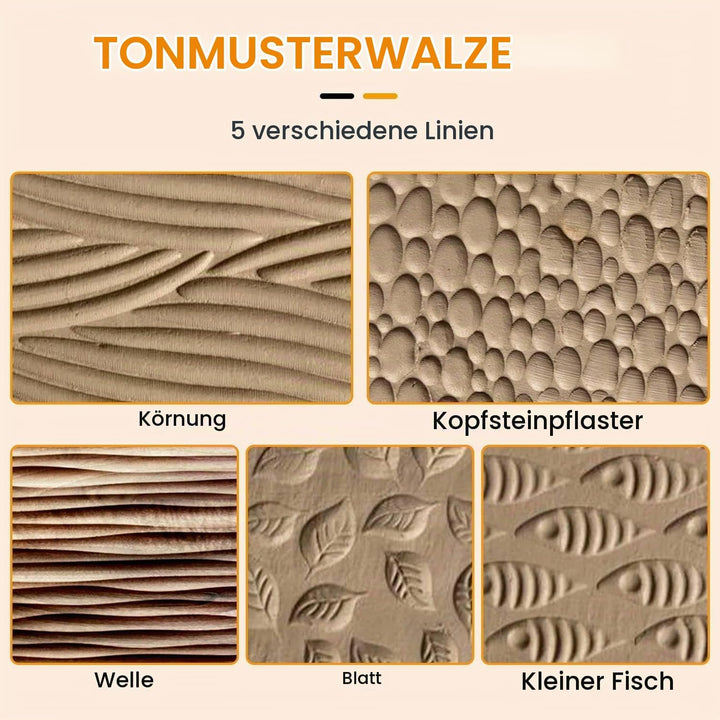 Gokelomg 5 Stücke Töpfer Werkzeuge Hand Rollen für Ton Ton Stempel Ton Muster Roller