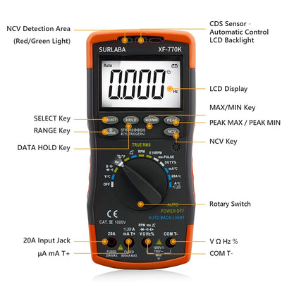 Digitales Automotive Multimeter & Signal Pick Up Induktiver Klemme Set, Smart Multitester für AC/DC