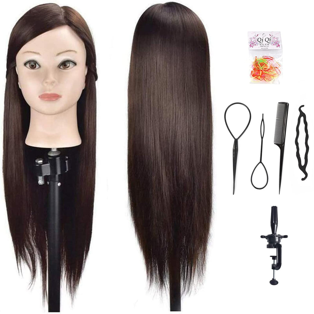 Trainingskopf, 71 cm, mit 100% Kunsthaar, Mannequin-Kopf für Kosmetologie, mit Tischklemme #4, #4