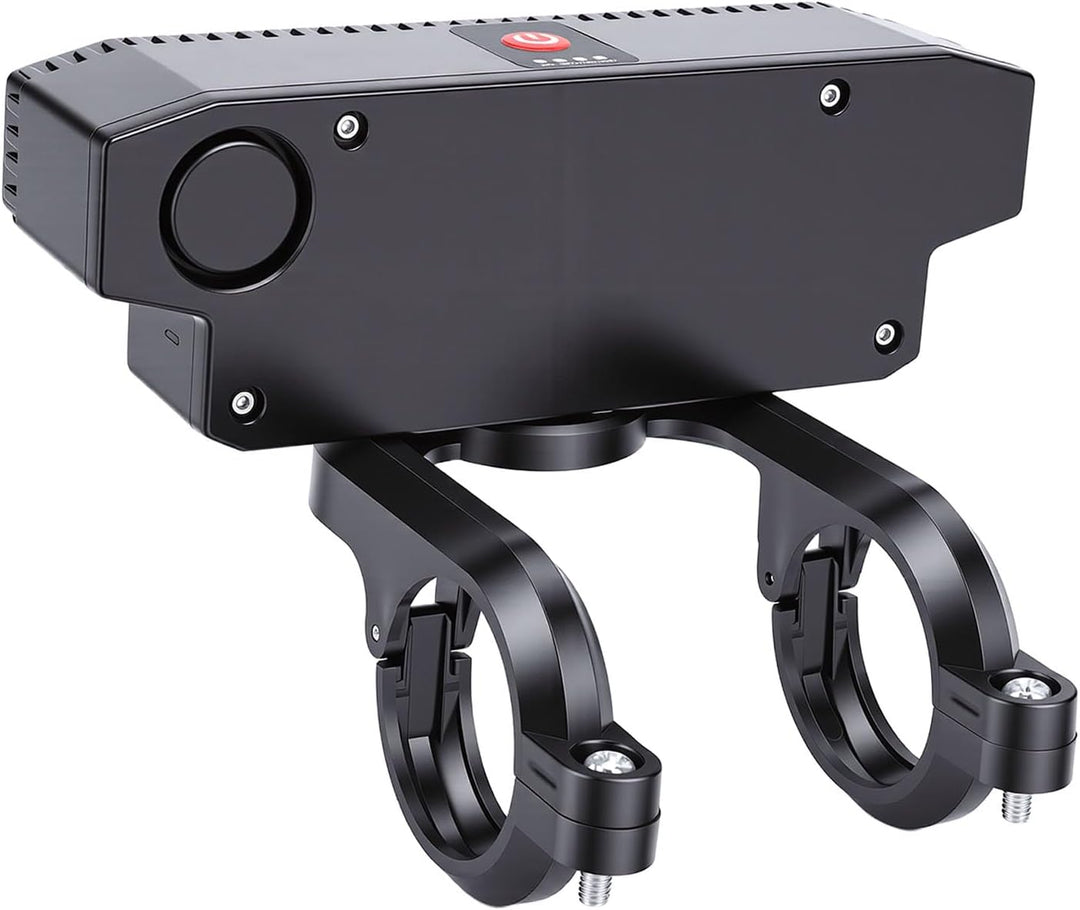 Tbest Fahrradlicht, Wiederaufladbarer USB-Scheinwerfer mit Hupe, 8 LEDs, Superhell, 6 Modi, 4000 MAh