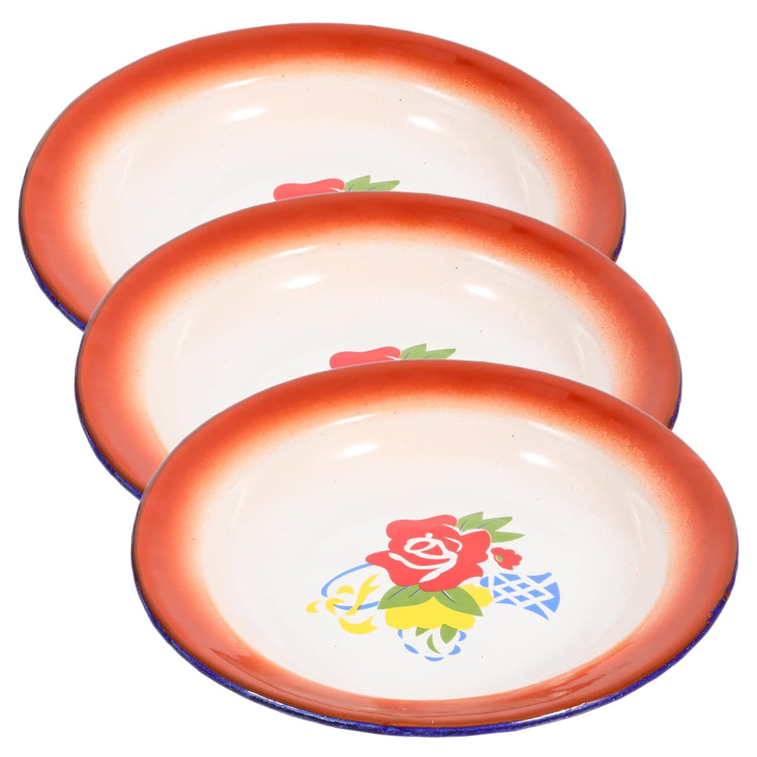 Alipis Vintage Emaille Obstschale Multifunktionale Emaille Geschirr Schale 6.30X6.30X2.36In Emaillie