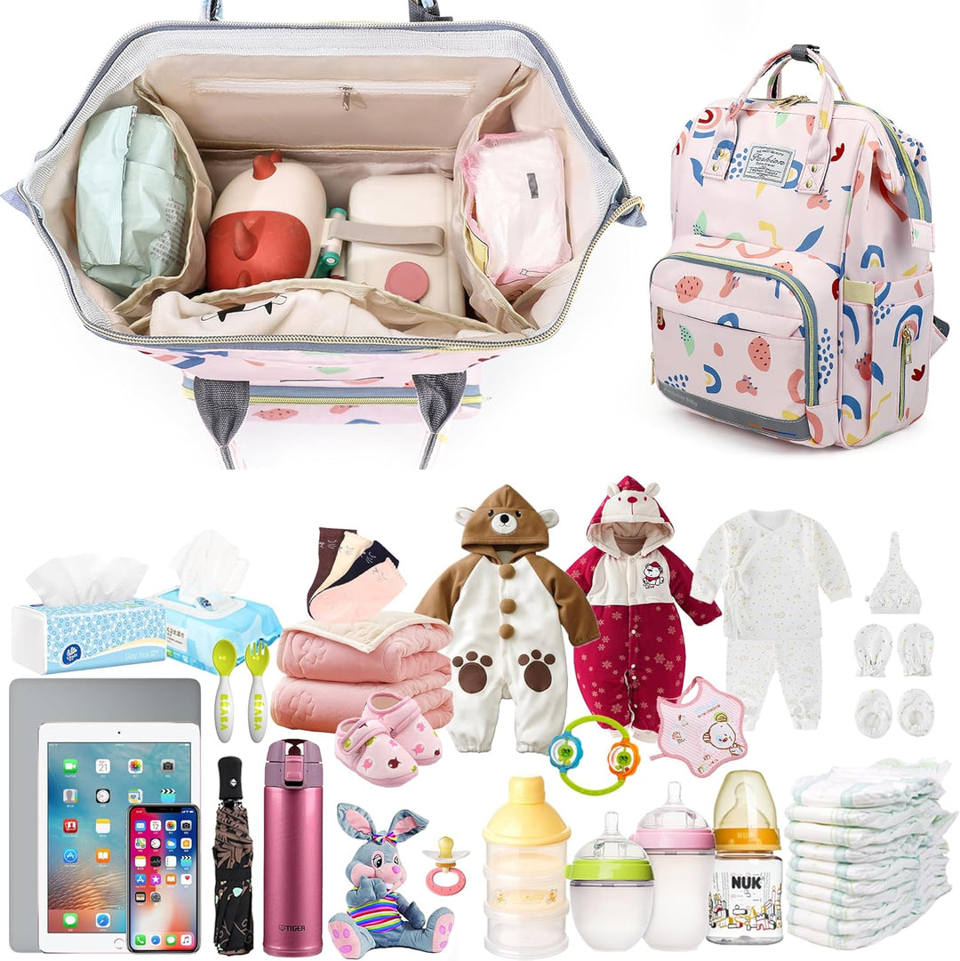 Wickeltasche Rucksack Baby Wickelrucksack Gross Windelrucksack Multifunktional Diaper Bag mit Mehrer