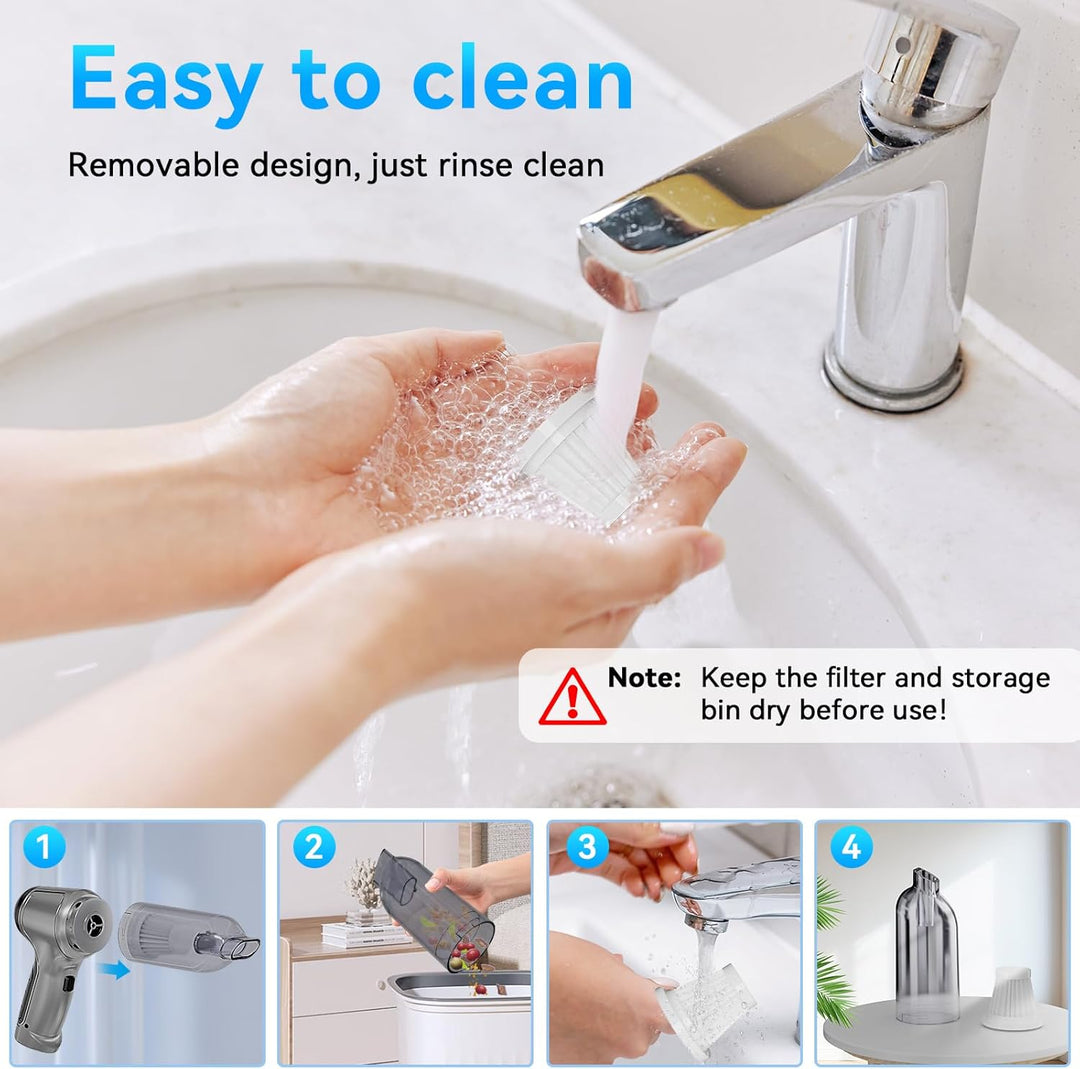 Handstaubsauger Akku, Auto Staubsauger Stark Handstaubsauger Kabellos Mini Kleiner Hand Staubsauger