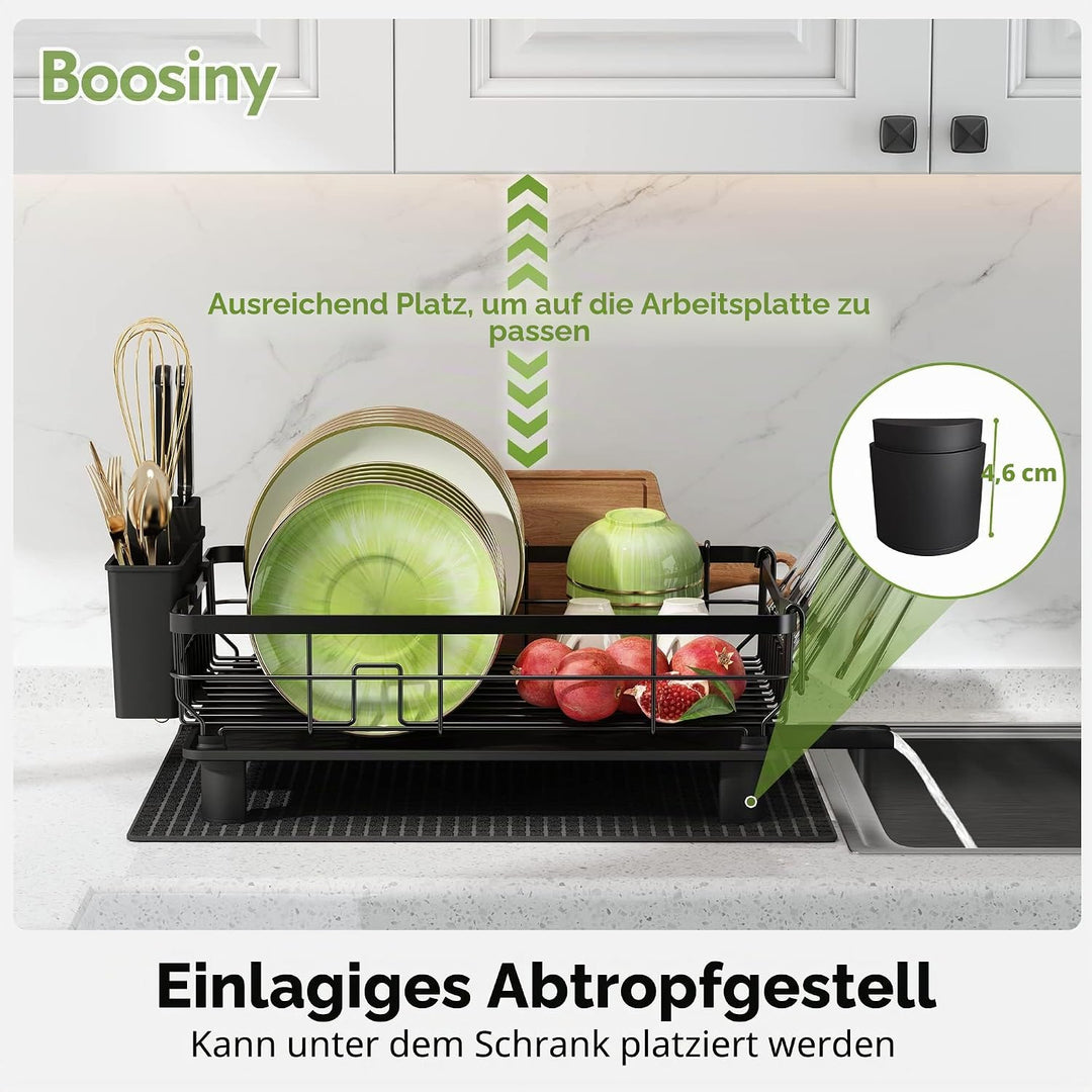 Boosiny Abtropfgestell Geschirr, Edelstahl Geschirrabtropfgestell, Geschirr Abtropfständer mit Utens