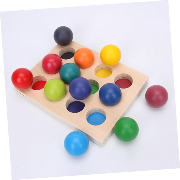 BESTonZON Montessori Holzspielzeug Farbsortierung Lernspiel für Kleinkinder, Regenbogen Sortierbrett