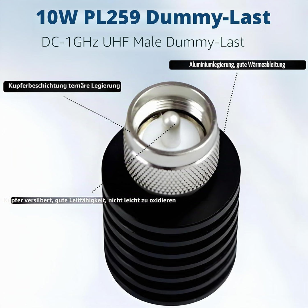 BECEN 10 Watt PL259 Dummy Load – 10W UHF Stecker Typ Stecker DC auf 1 GHz 50 Ohm UHF Typ Stecker 10