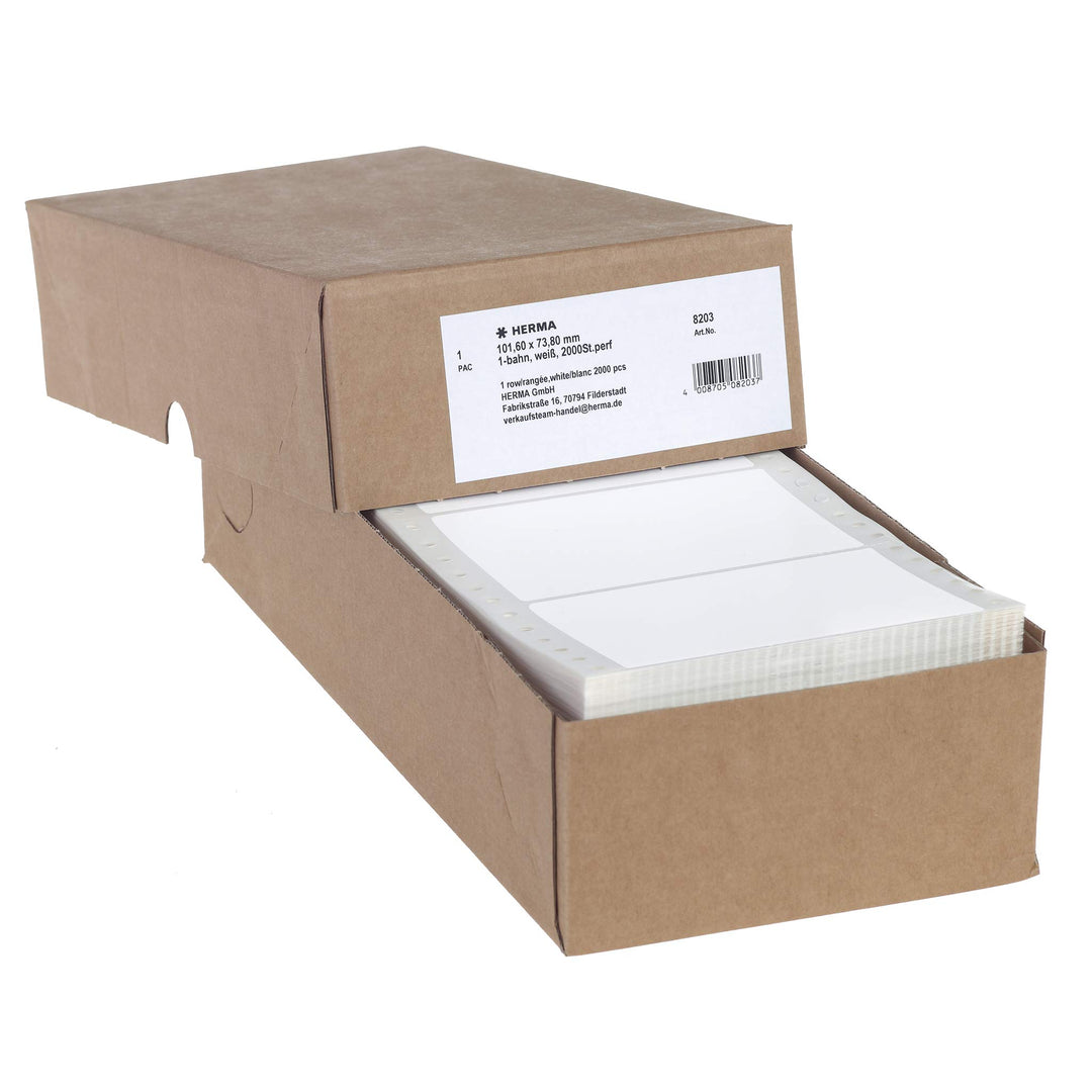 HERMA 8203 Computeretiketten endlos perforiert, 101,6 x 73,8 mm, 1-bahnig, 2000 Aufkleber, selbstkle