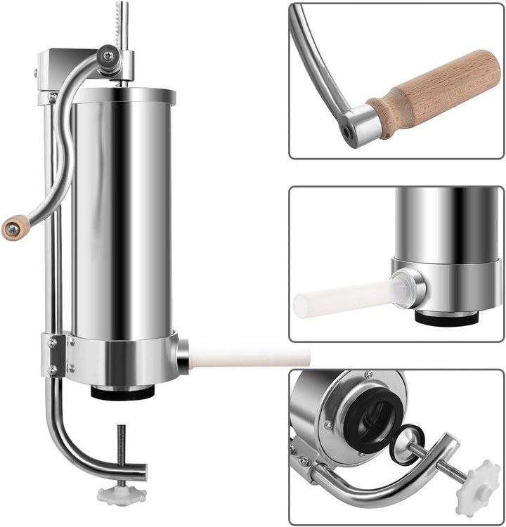 DREAMADE Wurstfüller 3,6 L, Wurstfüllmaschine Wurstmaschine aus Edelstahl & Aluminium, Wurstpresse m