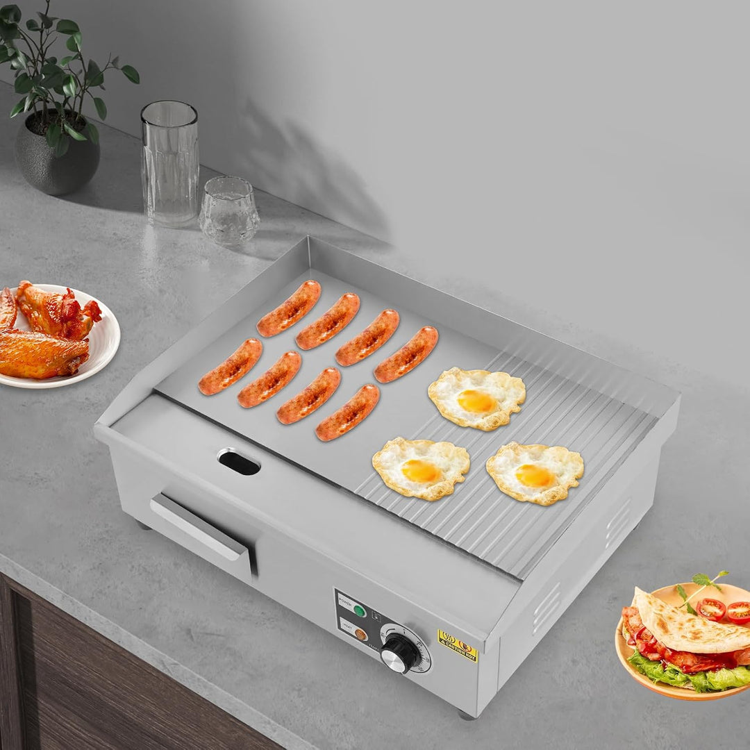 Elektrisch Tischgrill Elektrogrill Edelstahl Grillplatte | 3000W Grillplatte Elektrisch Gastro, Brat