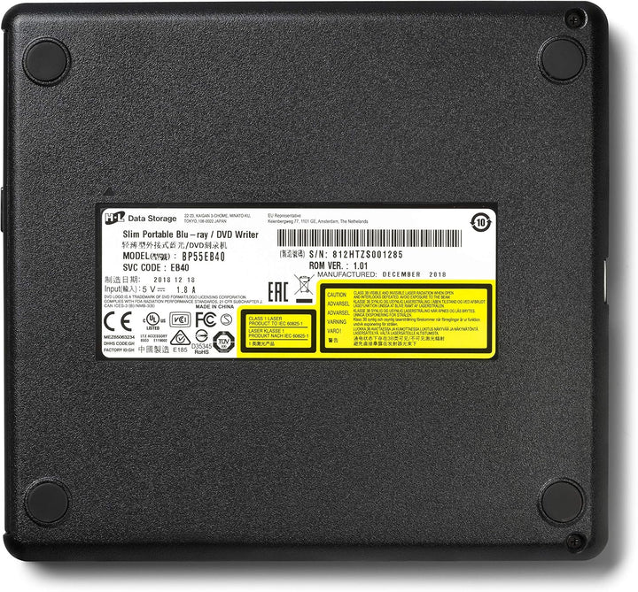 Hitachi-LG BP55 External Blu-Ray Drive, USB 2.0 Slim Portable Player/Rewriter for Laptop, Desktop PC