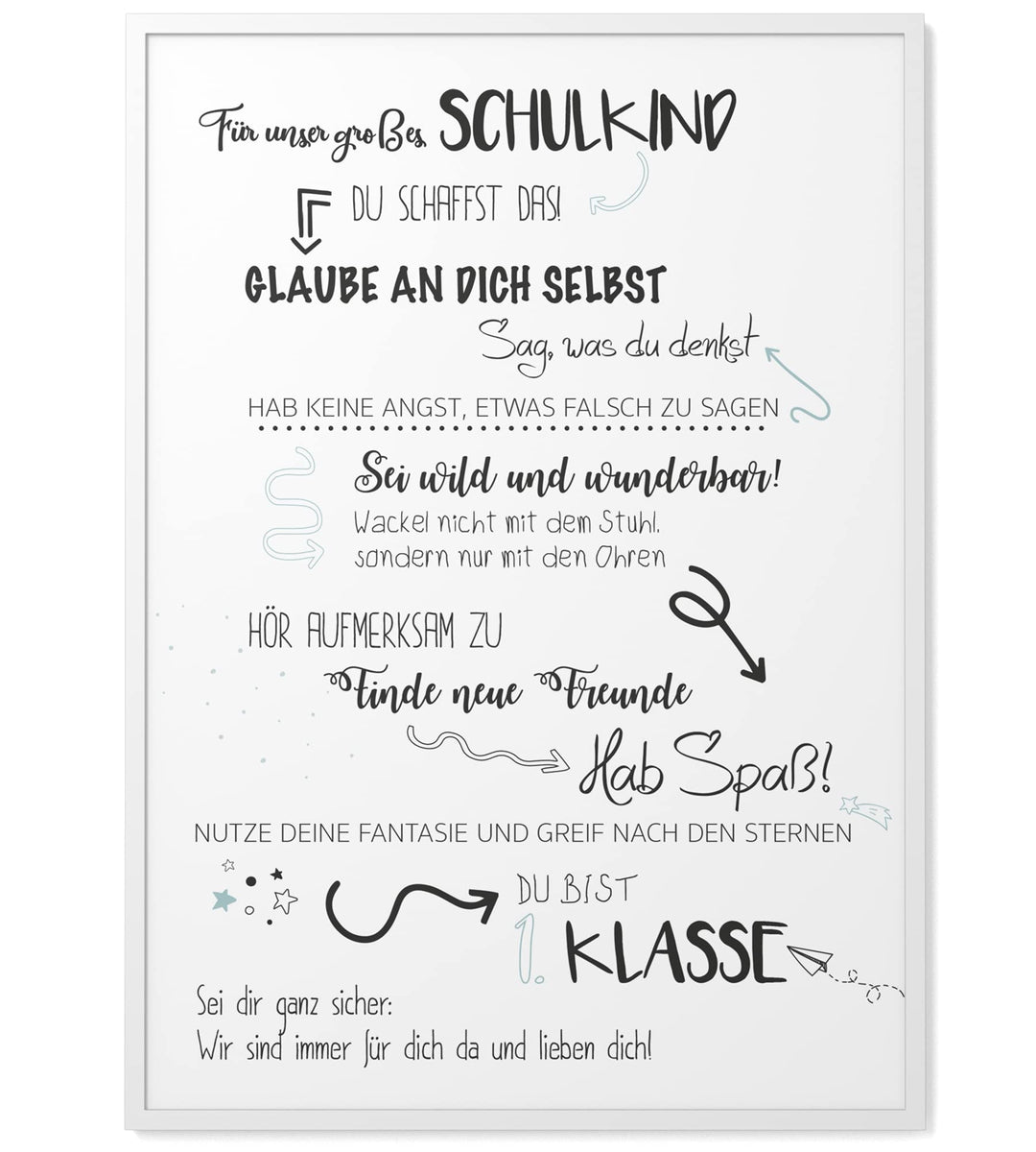 Papierschmiede® Kinderposter in A3 gerahmt im weissen Holzrahmen, Wanddeko für Kinderzimmer, Babyzim