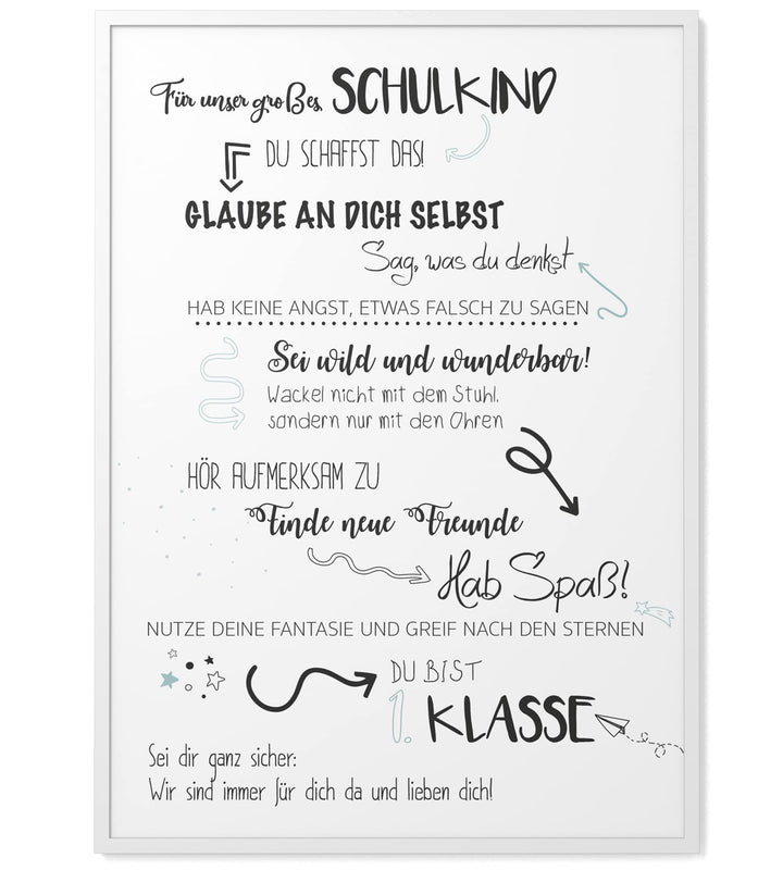 Papierschmiede® Kinderposter in A3 gerahmt im weissen Holzrahmen, Wanddeko für Kinderzimmer, Babyzim