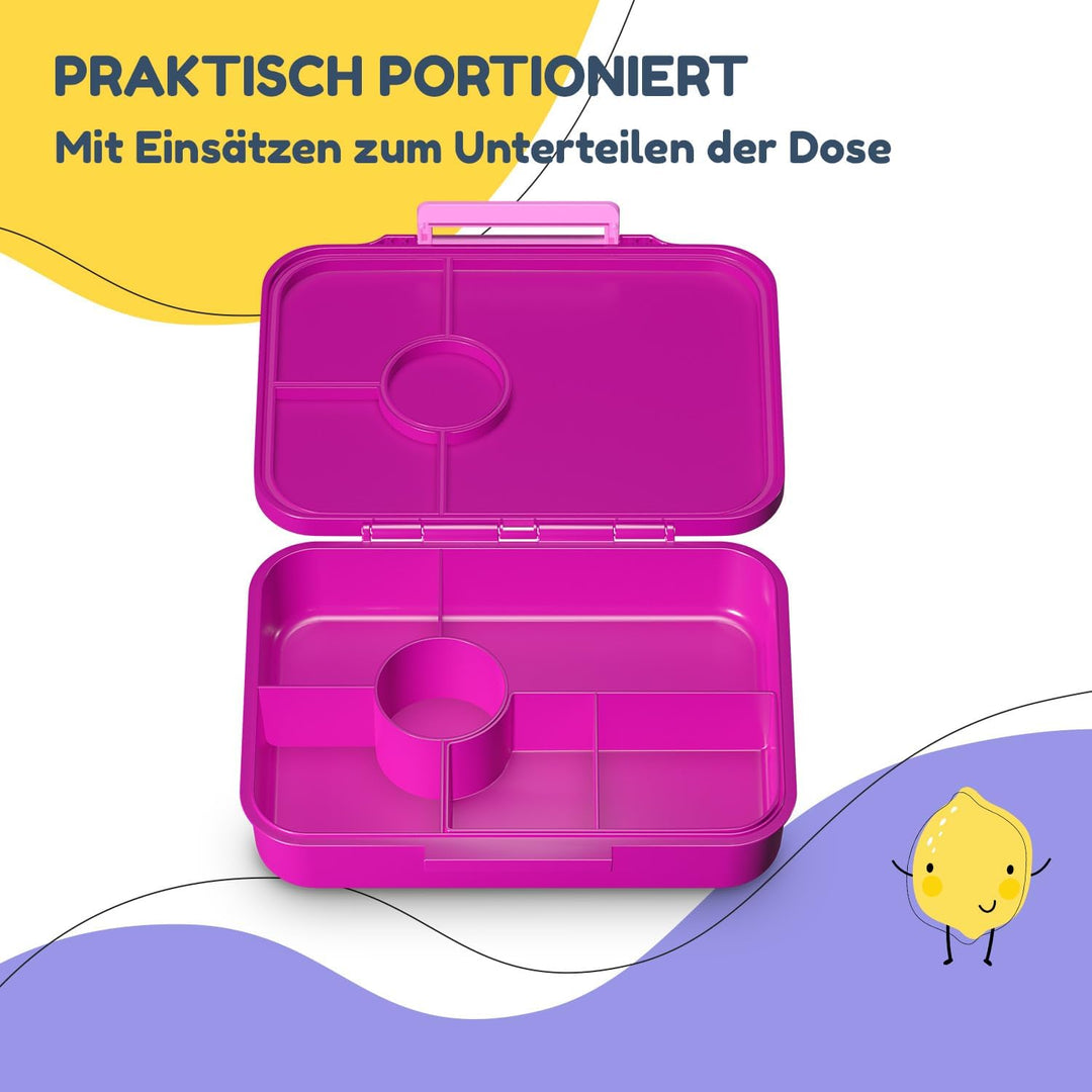 Schmatzfatz Lunchbox, Unterteilte Brotdose Kinder, Lunchbox mit Fächern, Bunte Bento-Box für Schule