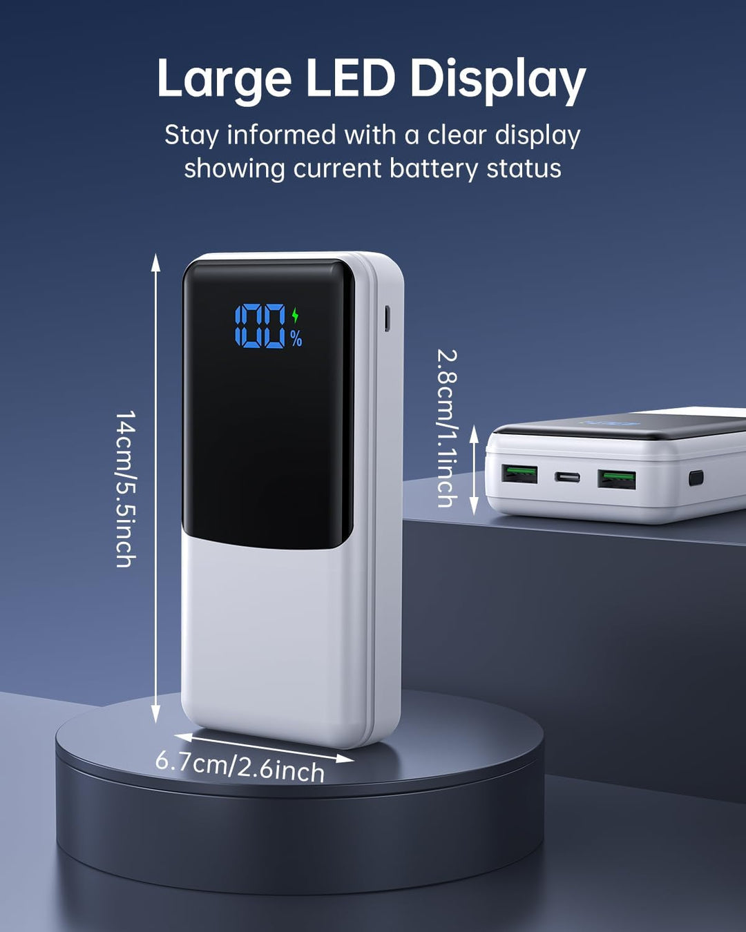 Coblob Power Bank, Powerbank USB C 27000mAh PD 30W QC4.0 Schnellladefunktion mit LED Display 2 Input