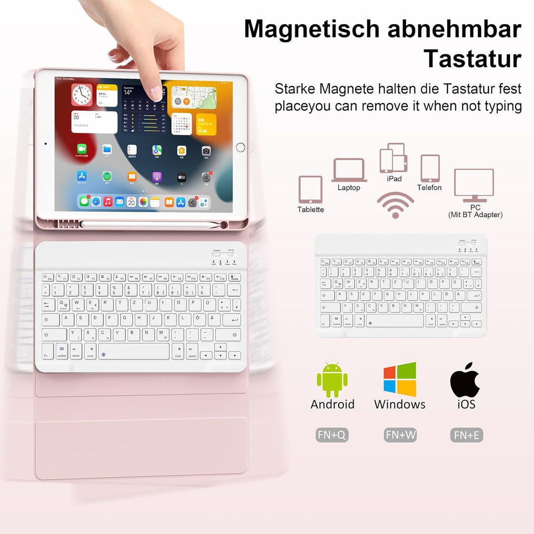 Tastatur Hülle für iPad 10. Generation 10,9" 2022 &amp; iPad 11th Gen A16 2025 mit Stifthalter, TPU Rück