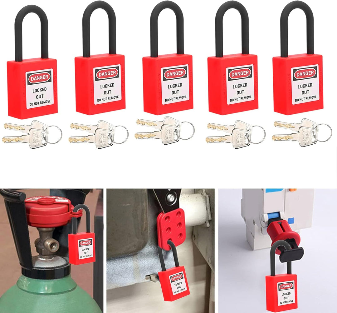 5 Sätze Lockout-Schloss, 38 Mm, Nylon, Staubdicht, Sicherheits-Vorhängeschloss, Tagout-Schlösser, Lo