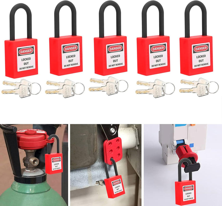5 Sätze Lockout-Schloss, 38 Mm, Nylon, Staubdicht, Sicherheits-Vorhängeschloss, Tagout-Schlösser, Lo