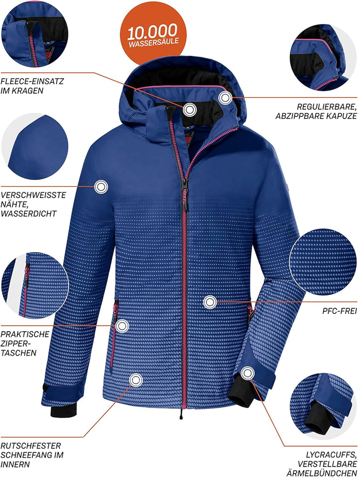 Killtec Mädchen Ksw 158 Grls Ski Jckt Skijacke/Funktionsjacke mit Kapuze und Schneefang 128 mittelbl
