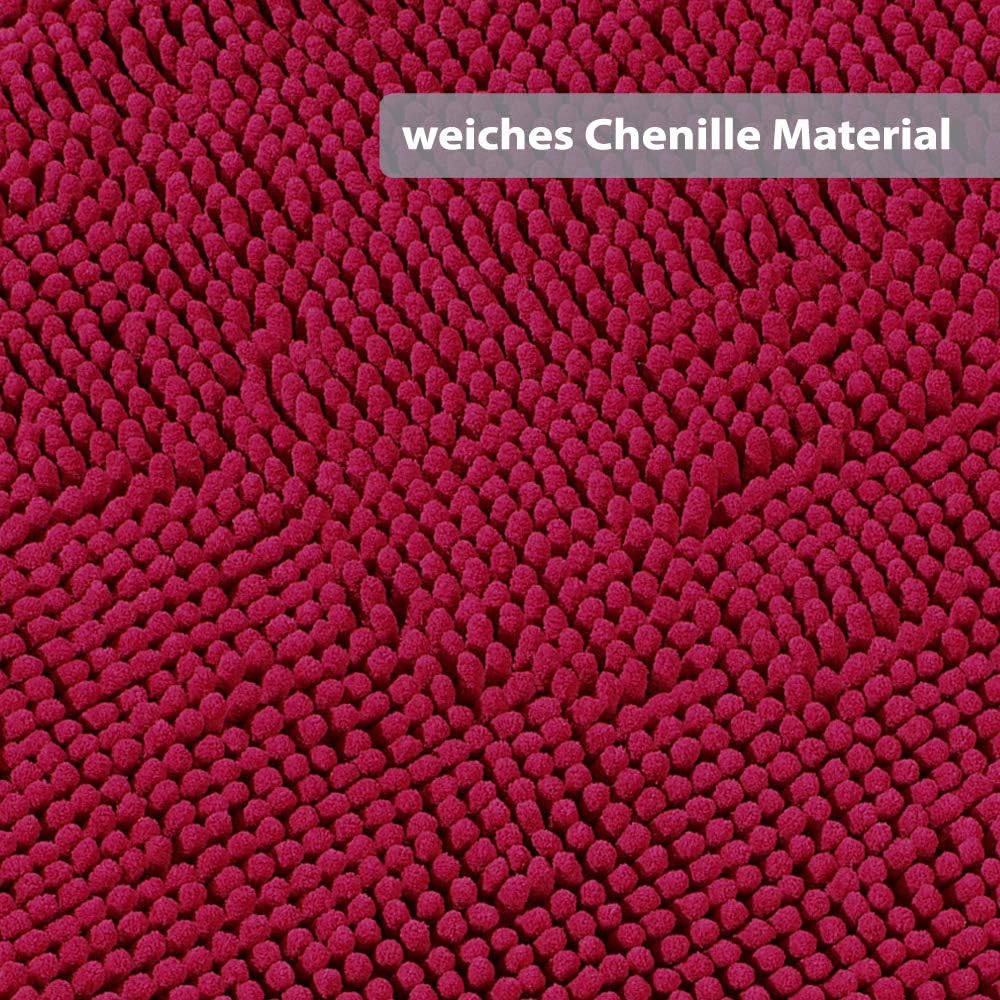 PANA® Chenille Duschvorleger mit Eckausschnitt • Badteppich für Eckduschen • Badematte rutschfest •
