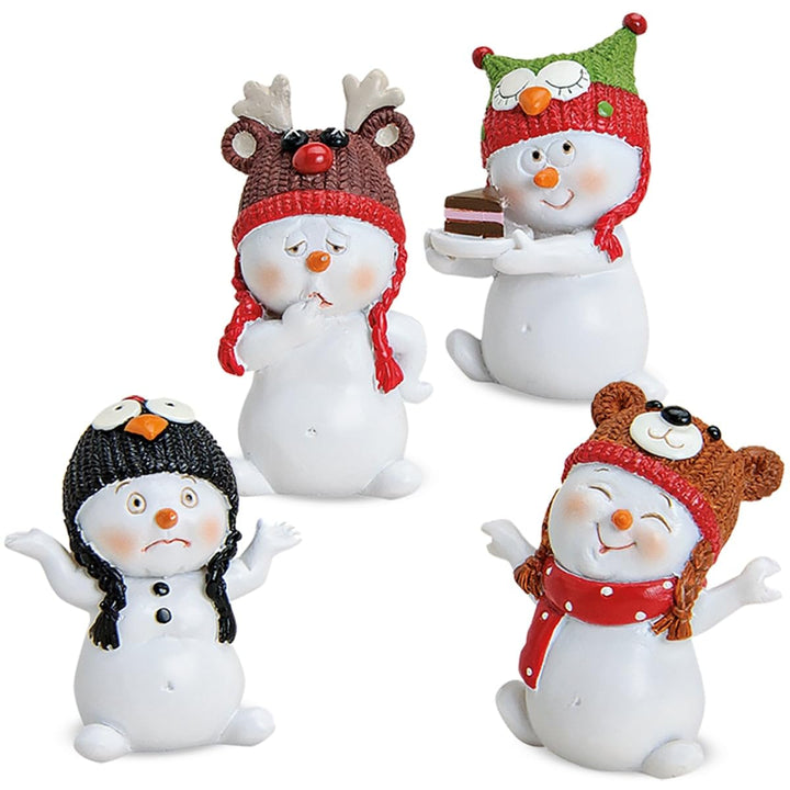 matches21 HOME &amp; HOBBY Lustige Schneemann Deko Figuren für Weihnachten im 4er Set - Kleine 6cm Weihn