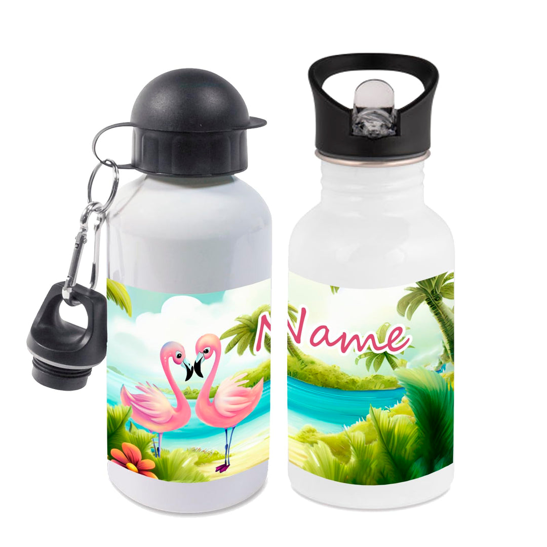 Trinkflasche mit Name/wahlweise 400ml, 500ml oder 600ml + Schriftwahl für Name + Edelstahl oder Alum