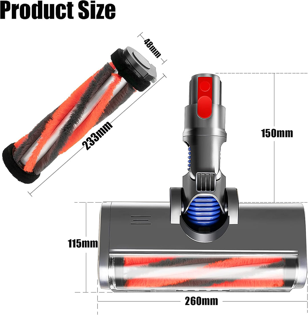 Italdos Elektrische Turbo Bürste Bodendüse kompatibel für Dyson V7 V8 V10 V11 V15 Betriebene Turbodü