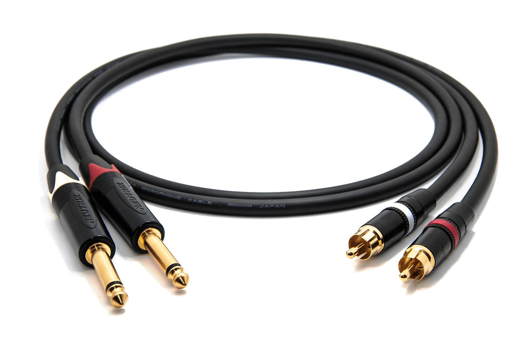 enoaudio Mogami 2534 Quad Stereo Paar (L,R) Audio Kabel | Neutrik Gold Cinch RCA - 6,3mm TS klinke |