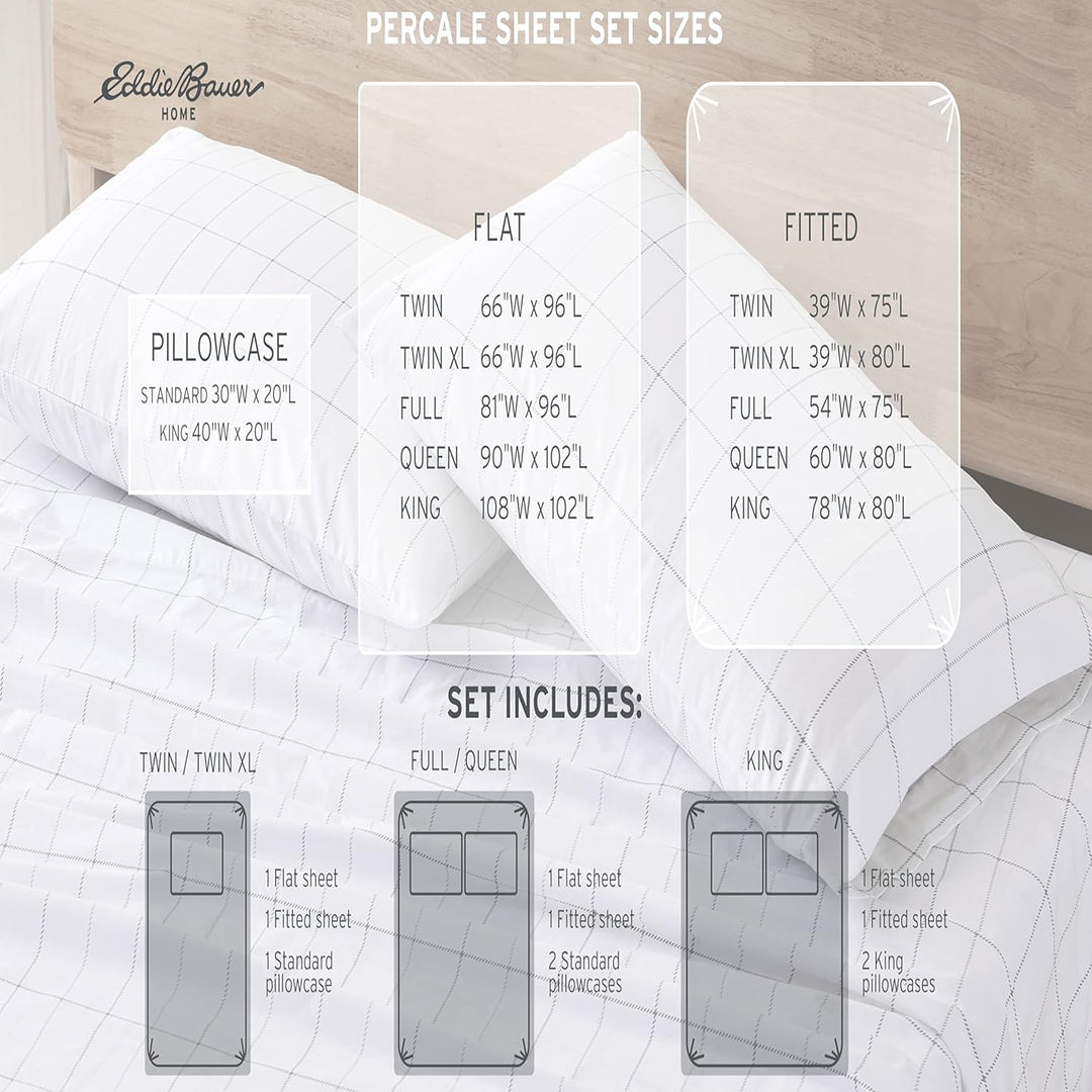 Eddie Bauer Bettwäsche-Set, Baumwollperkal, knackig und cool, stilvolle Wohnkultur, Full, Lakehouse