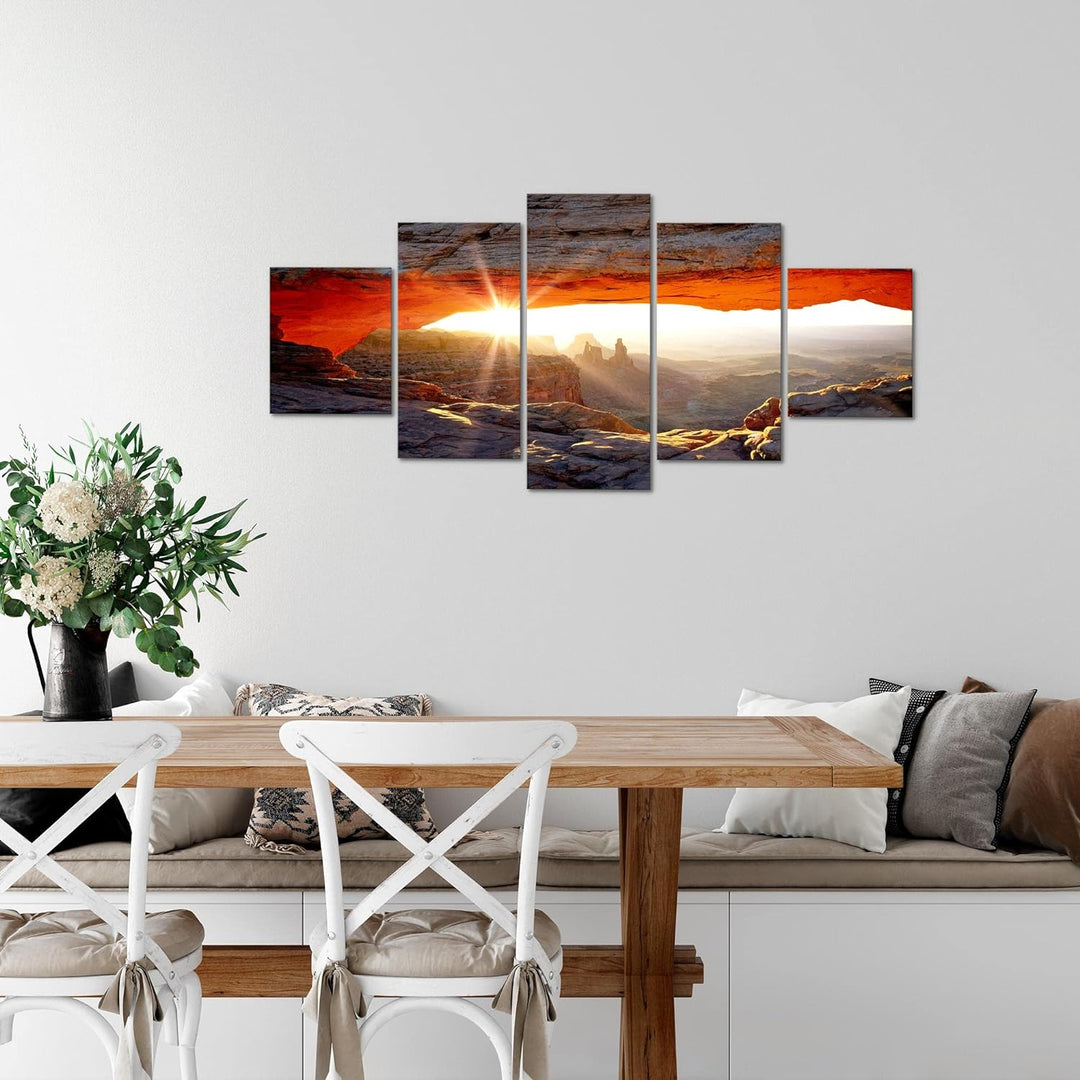 Runa Art Wandbilder Grand Canyon 5 Teilig Bild auf Vlies Leinwand Deko Wohnzimmer Schlafzimmer Lands
