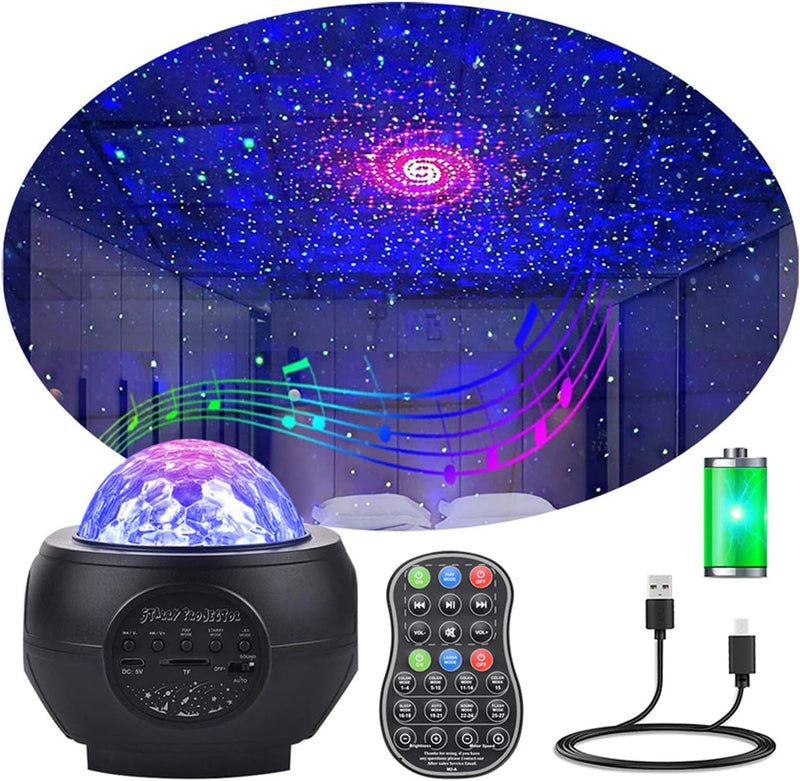 LED Sternenhimmel Projektor Galaxy Light mit Batterie 32 Lichtmodus Bluetooth Musikplayer Timer Ster