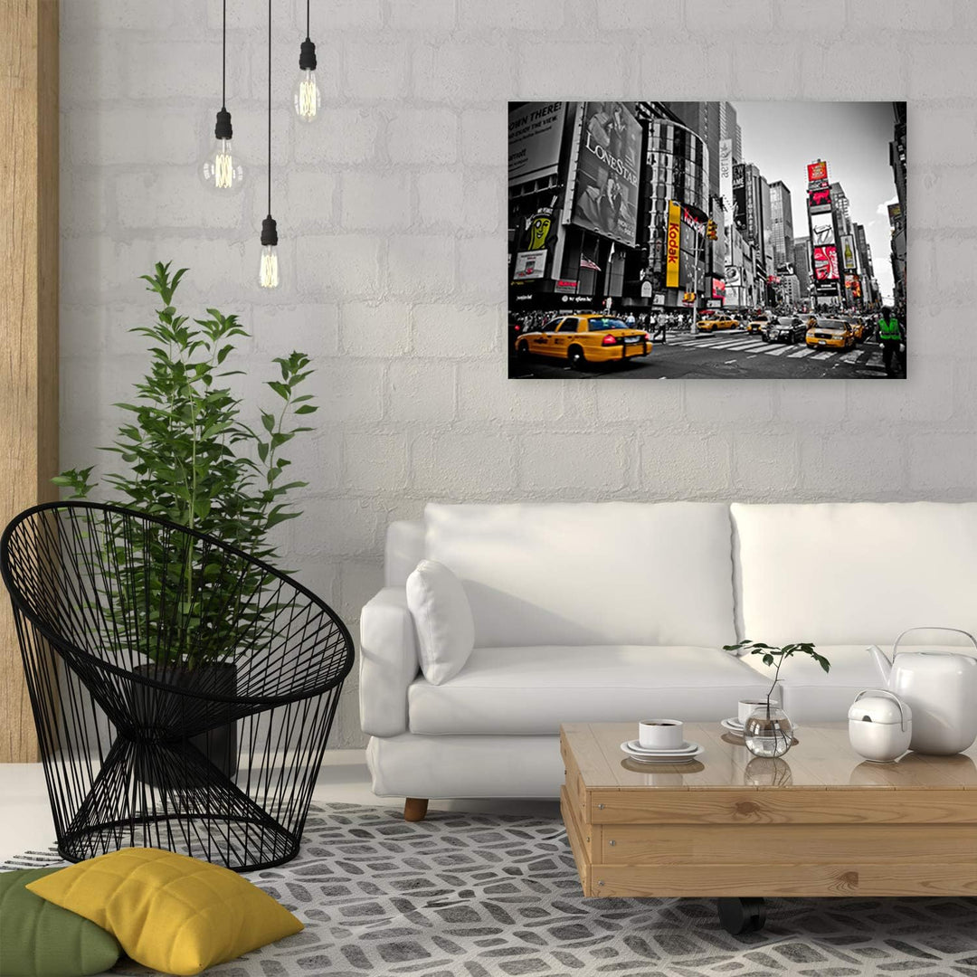 Wandbild XXL Times Square Deko Kunst Bilder schwarz-weiss 120x80 cm Deko Paneel 120x80 cm schwarz-we