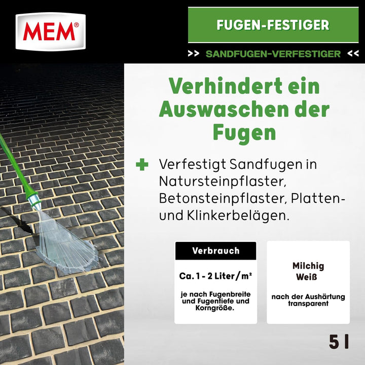 MEM Fugen-Festiger für Sandfugen und zur Sanierung von Fugenrissen, Einfache Anwendung, Gegen Unkrau