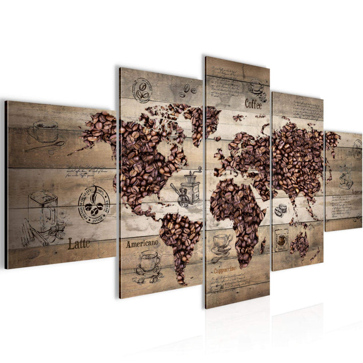 Runa Art Wandbilder Küche Kaffee 5 Teilig Bild auf Vlies Leinwand Deko Esszimmer Küchenbilder Weltka