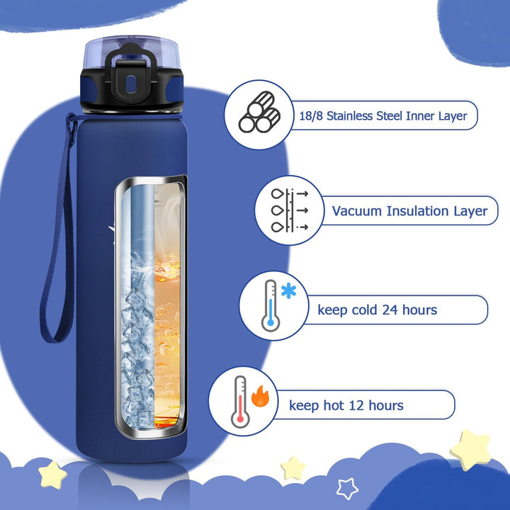 KollyKolla Thermosflasche 500ml, BPA-Frei Isolierflasche, Auslaufsicher Thermoskanne, Doppelwandisol