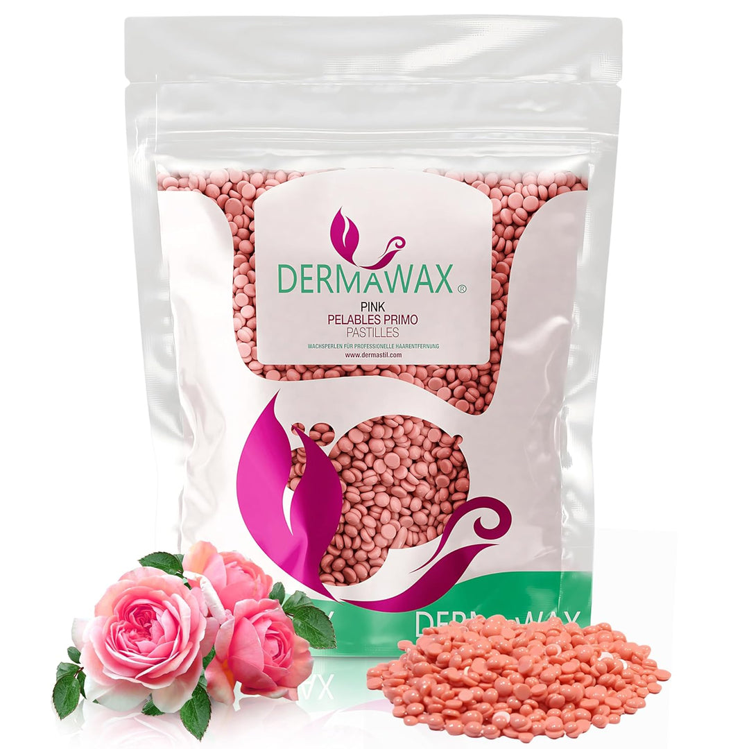Dermawax 1 kg Pink Wachsperlen Heisswachs Waxing Perlen zur Haarentfernung Anwendung ohne Wachsstrei