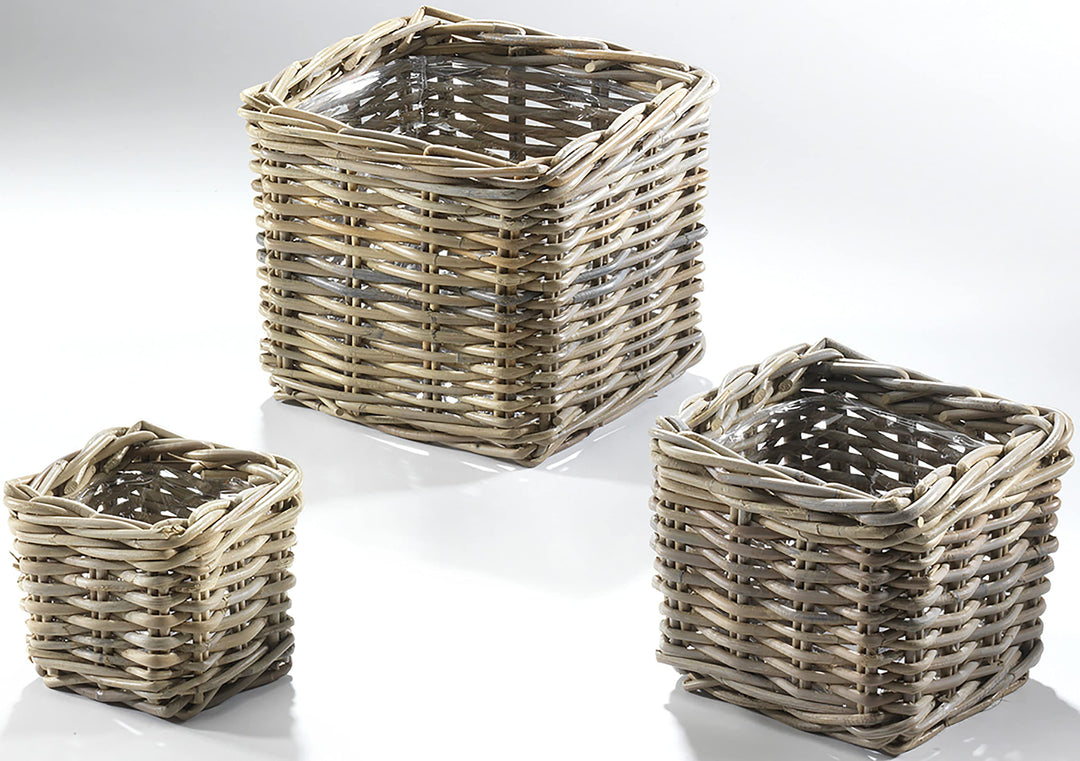 Kobolo Übertopf Rattankorb Rattanübertopf Pflanzkorb bepflanzbarer Korb Korbset Übertopfset Rattan 3