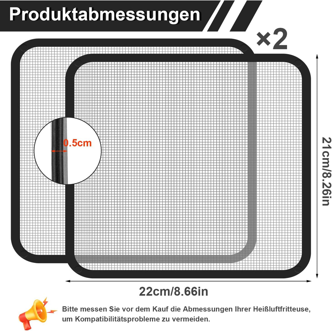Edelstahl Spritzschutz Heissluftfritteuse Zubehör für Cosori TurboBlaze 5.5L 6.0L 6.2L 2Stk Spritzsc