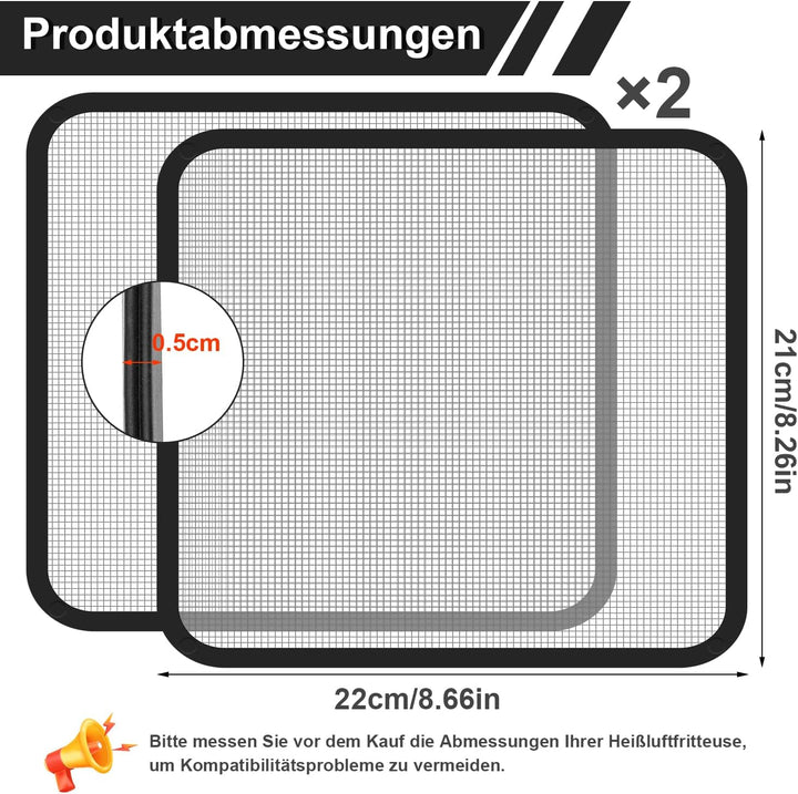Edelstahl Spritzschutz Heissluftfritteuse Zubehör für Cosori TurboBlaze 5.5L 6.0L 6.2L 2Stk Spritzsc