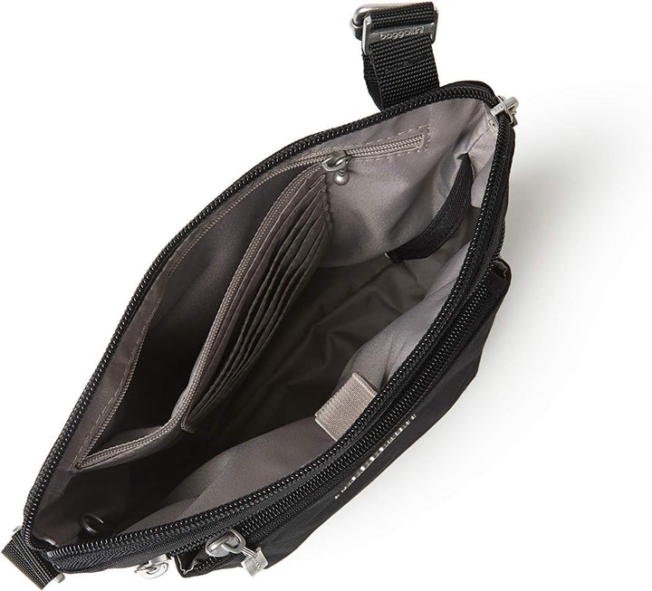 Baggallini Damen Pocket Crossbody Umhängetaschen Schwarz/Sand, Schwarz/Sand