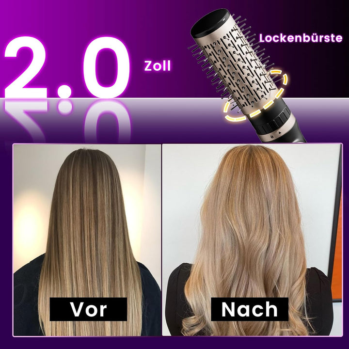 Rotierende Warmluftbürste, 3-in-1 Rundbürstenföhn mit 3 Köpfen zum Trocknen Styling Voluminierend Cu