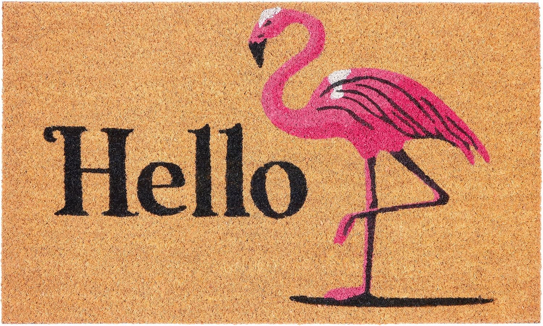 BRUBAKER Fussmatte für Aussen und Innen - Hello Flamingo - 45 x 75 cm Schmutzfangmatte - Fussabtrete