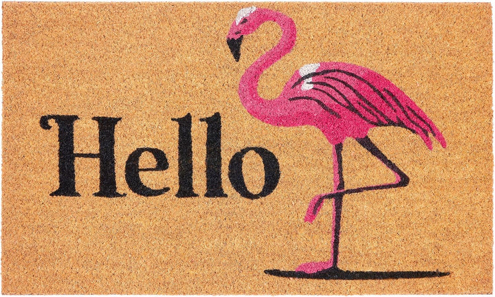 BRUBAKER Fussmatte für Aussen und Innen - Hello Flamingo - 45 x 75 cm Schmutzfangmatte - Fussabtrete