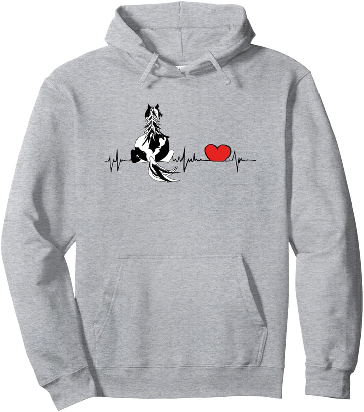 Heartbeat Pferde-Design, Pulslinie mit schwarz weissem Tinker Pullover Hoodie