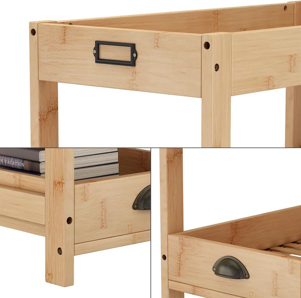 Vicco Aufbewahrungsregal Legum, Stauraumregal, Bambus, 66 x 66 cm mit 3 Ablagen Braun mit 3 Ablagen,