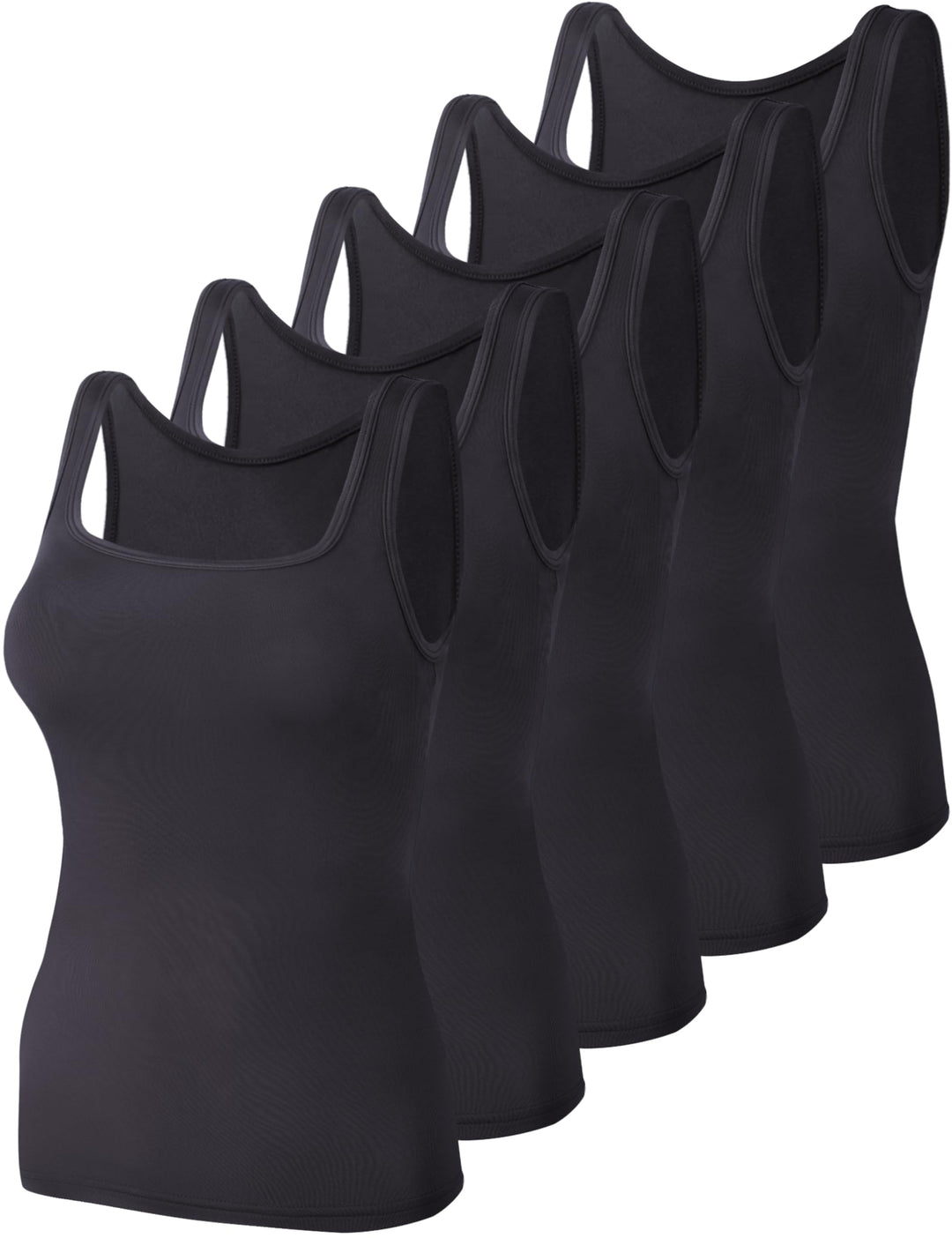 BQTQ 5 Stück Unterhemd Damen Tank Top mit Quadratischem Ausschnitt, Elastische Tank Tops Camisole Cr