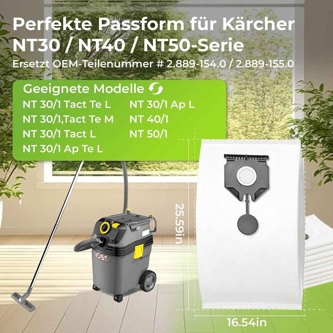 10 Staubsaugerbeutel Kompatibel mit Kärcher NT 30/1,NT 40/1 Staubsauger Nt30/1,nt40/1, Nt30/1,nt40/1