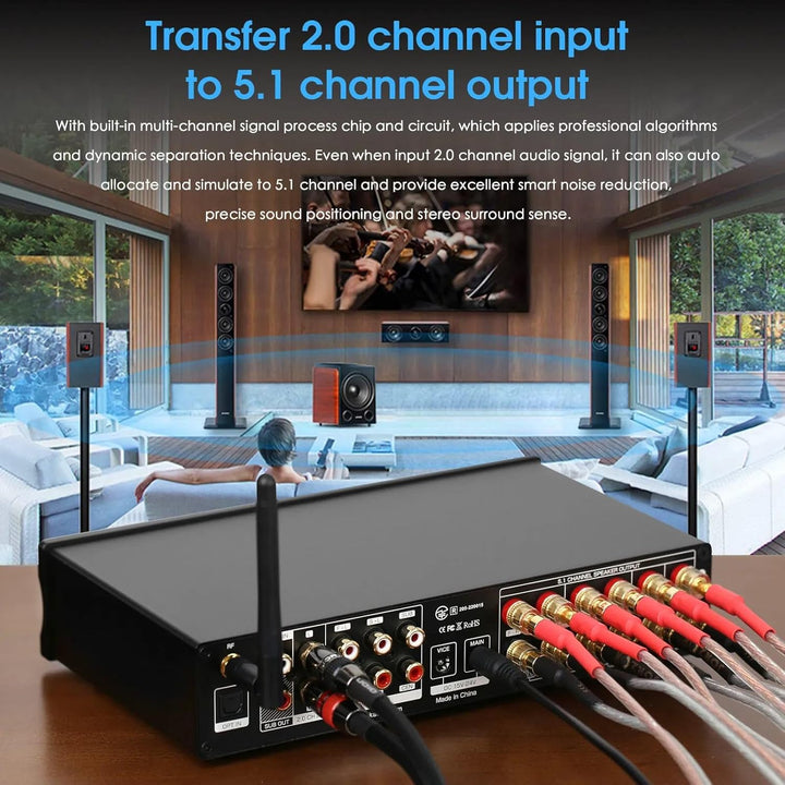 Nobsound HiFi 5.1 Kanal Bluetooth Verstärker Stereo Heimkino Power Amp Subwoofer Verstärker Audio Am