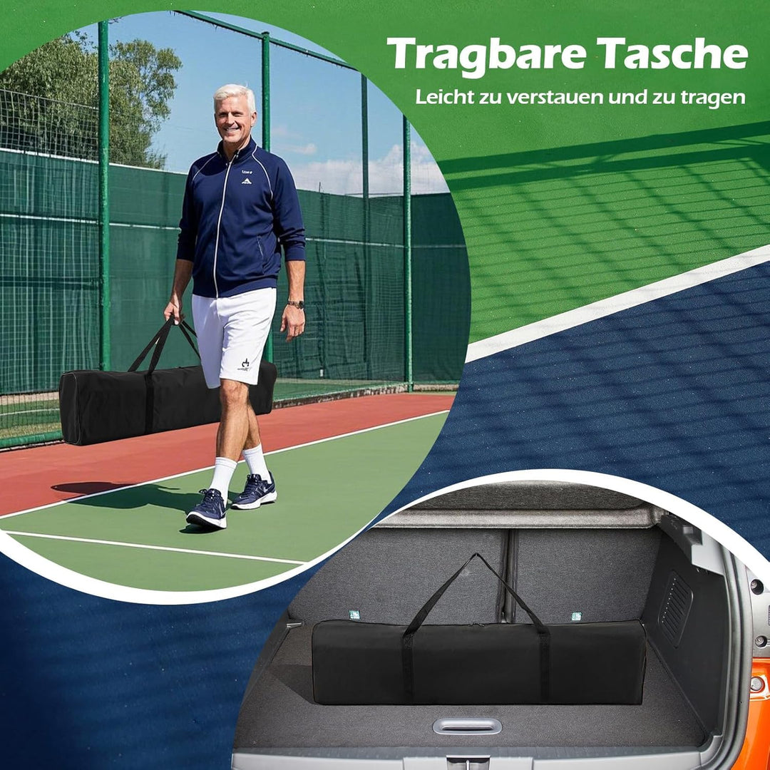 COSTWAY Pickleball Netz tragbar mit Rollen, 6,7 m Pickleball-System in offizieller Grösse mit Metall