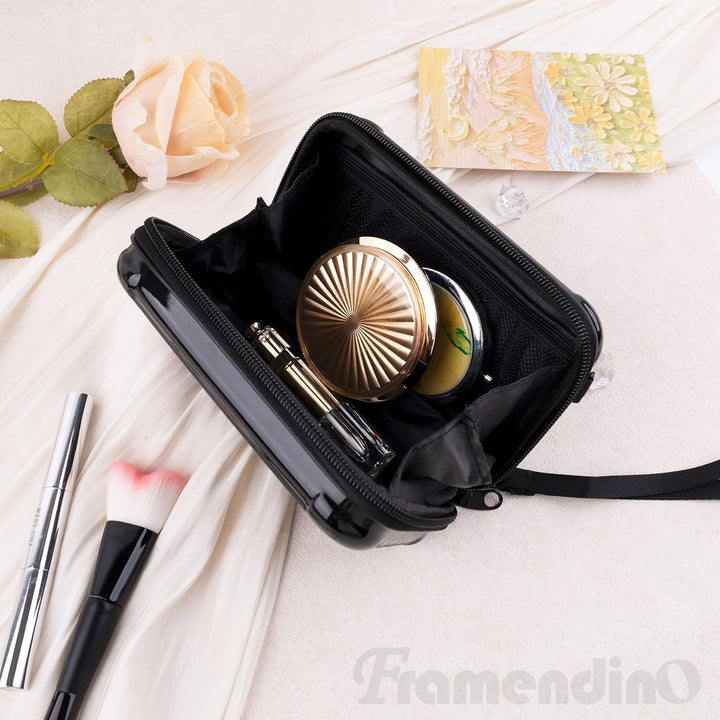 Framendino, Make-up-Tasche für Toilettenartikel, Mini-Schultertasche mit abnehmbarem Griff und Schul